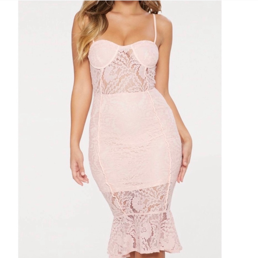 Pretty Little Thing Lace Frill Hem Midi Dress